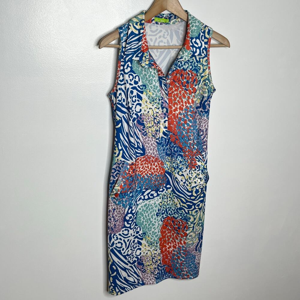 Tee 2 Sea Womens Shift Dress XS Blue Pockets Stretch Comfort Golf Tennis Outdoor - Picture 2 of 9